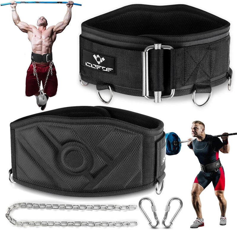 COFOF 3-in-1 Weighted Pull Up Belt, Weight Lifting Dip Belt with 40.6 IN Chain & Self Locking, Weighted Gym Belt for Pull Up, Squat, Powerlifting & Deadlift, Capacity Up to 350 LBS - Image 1